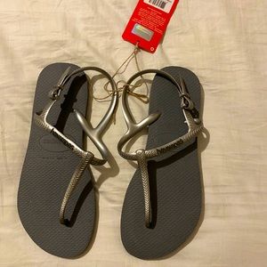 Havaianas Womens Steel Gray Flip Flops Size 7/8 W